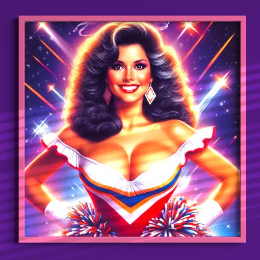 Pin-up voor retrowave cheerleader poster