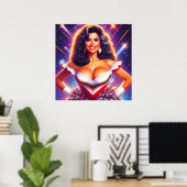 Pin-up voor retrowave cheerleader poster (Thuiskantoor)