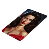 Pin-up vrouw in Red Dress. Magneet (Linkerzijde)