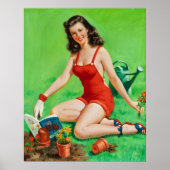 Pin-Up Vrouwen in de Tuin Poster (Voorkant)