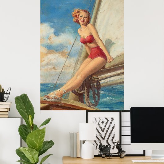 Pin-Up Zeilen Kunst Poster (Thuiskantoor)