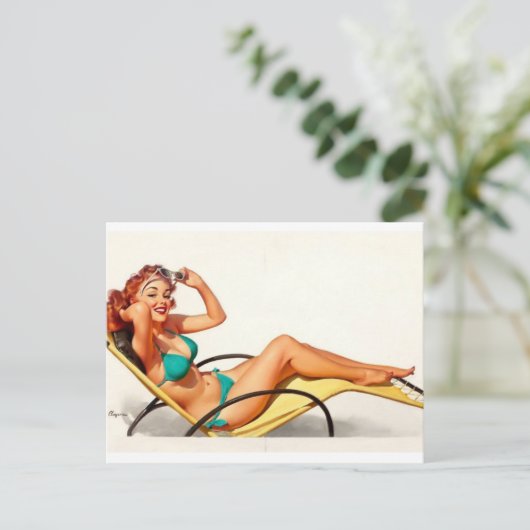 Pin-up zomertijd briefkaart (Staand voorkant)
