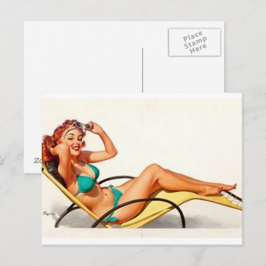 Pin-up zomertijd briefkaart (Voorkant / Achterkant)