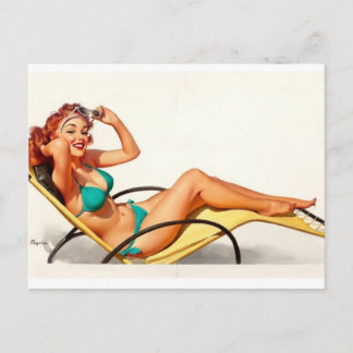Pin-up zomertijd briefkaart
