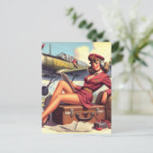  Pin-upillustratie van het vliegtuig Briefkaart (Staand voorkant)