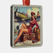  Pin-upillustratie van het vliegtuig Metalen Ornament (Rechts)