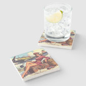  Pin-upillustratie van het vliegtuig Stenen Onderzetter (Zijkant)