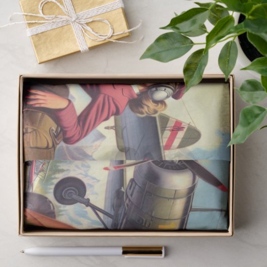 Pin-upillustratie van het vliegtuig Tissuepapier (Geschenk)