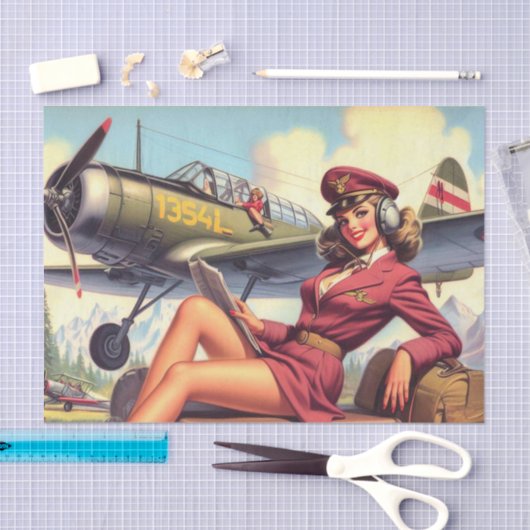 Pin-upillustratie van het vliegtuig Tissuepapier (Craft)