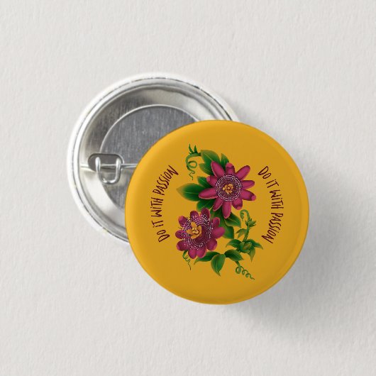 Pin Yellow Do It With Passion Ronde Button 3,2 Cm (Voorkant /achterkant)