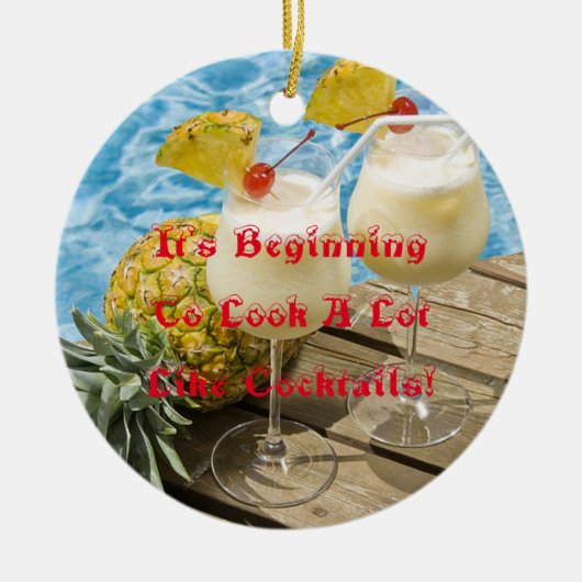 piña colada ananas keramisch ornament (Voorkant)