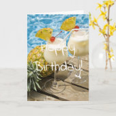 piña colada ananas verjaardag kaart (Gele Bloem)