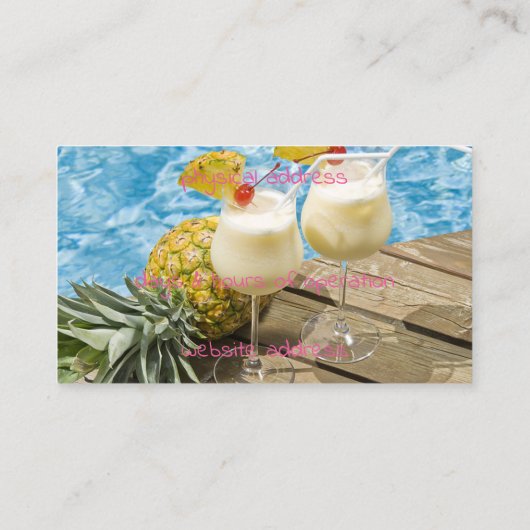 piña colada ananas visitekaartje (Achterkant)