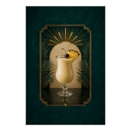 Piña Colada Art Deco Poster | Bar Kunst