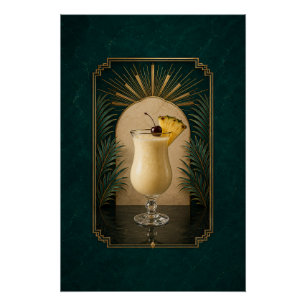 Piña Colada Art Deco Poster Bar Kunst