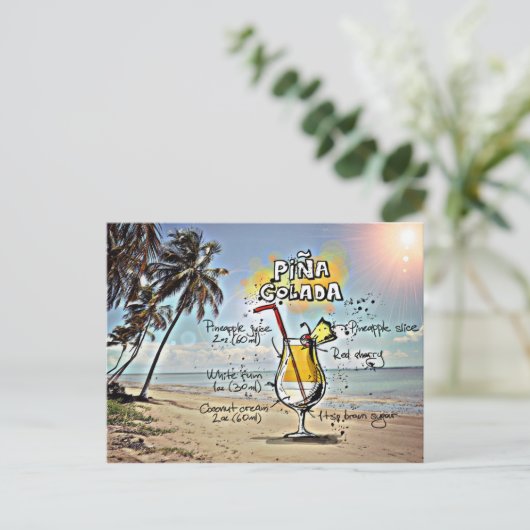 Pina Colada Briefkaart (Staand voorkant)
