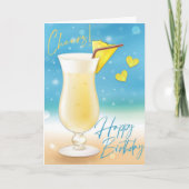 Pina Colada Cheers Happy Birthday Kaart (Voorkant)