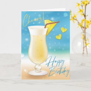 Pina Colada Cheers Happy Birthday Kaart