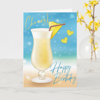Pina Colada Cheers Happy Birthday Kaart