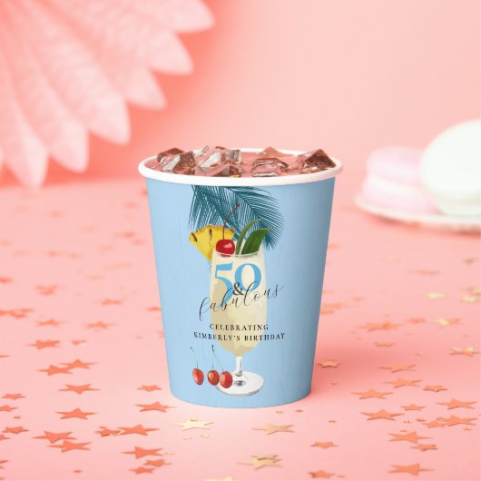 Pina Colada Cherry Cocktail 50ste Verjaardagsfeest Papieren Bekers (Insitu)