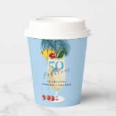 Pina Colada Cherry Cocktail 50ste Verjaardagsfeest Papieren Bekers (Voorkant)