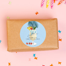Pina Colada Cherry Cocktail 50ste Verjaardagsfeest Ronde Sticker