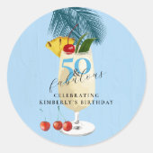 Pina Colada Cherry Cocktail 50ste Verjaardagsfeest Ronde Sticker (Voorkant)