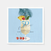 Pina Colada Cherry Cocktail 50ste Verjaardagsfeest Servet (Voorkant)