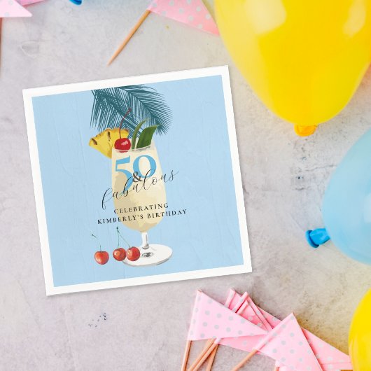 Pina Colada Cherry Cocktail 50ste Verjaardagsfeest Servet