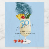 Pina Colada Cherry Cocktail 50ste Verjaardagsfeest Wijn Etiket (Enkel label)