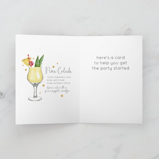 Pina Colada Cocktail 21e Happy Birthday Kaart (Binnen)