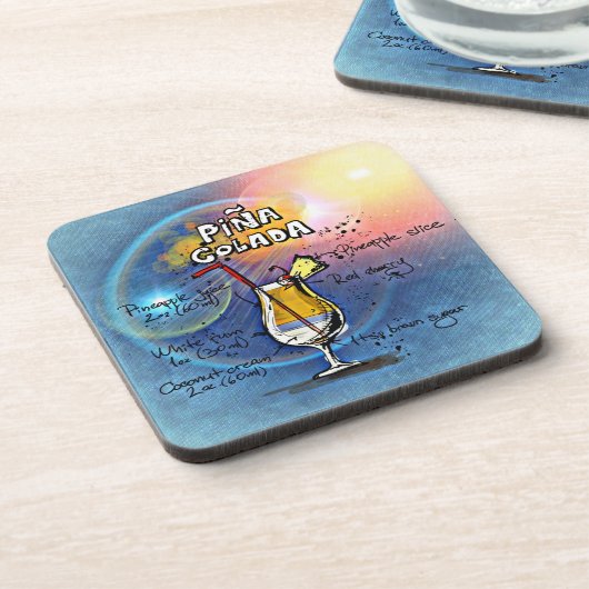 Pina Colada Cocktail (#5 van 12 drankreceptensets) Bier Onderzetter (Linkerzijde)