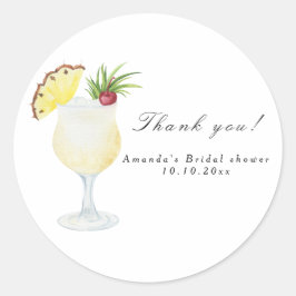 Pina Colada Cocktail Bridal Shower Ronde Sticker