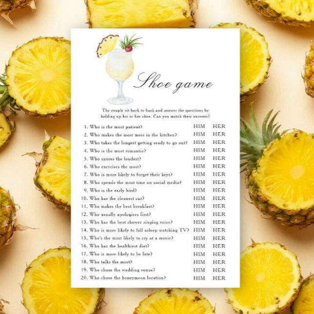 Pina Colada Cocktail Bridal shower Shoe game (Creator heeft geüpload)