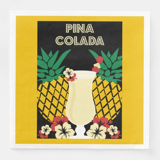 Piña Colada Cocktail Drink Servet (Voorkant)