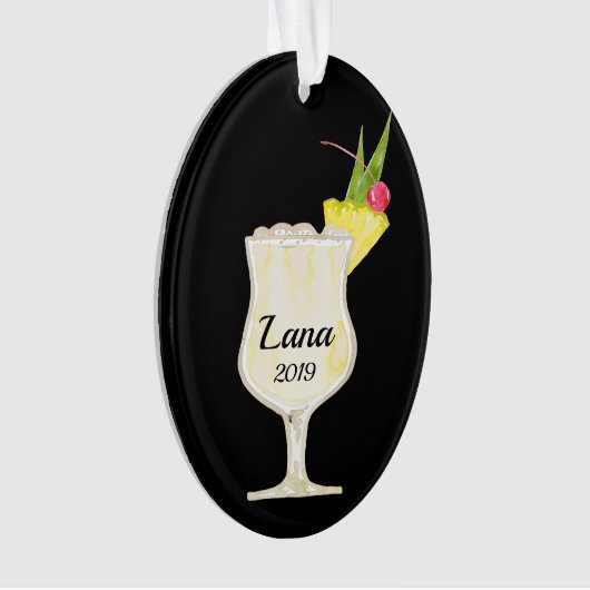 Pina Colada Cocktail Personaliseerd Ornament (voorkant)