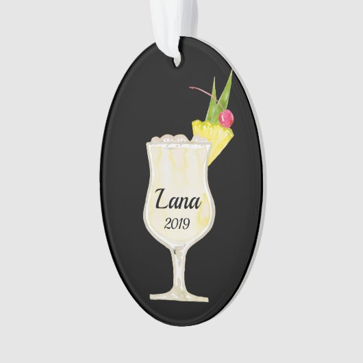 Pina Colada Cocktail Personaliseerd Ornament (voorkant)