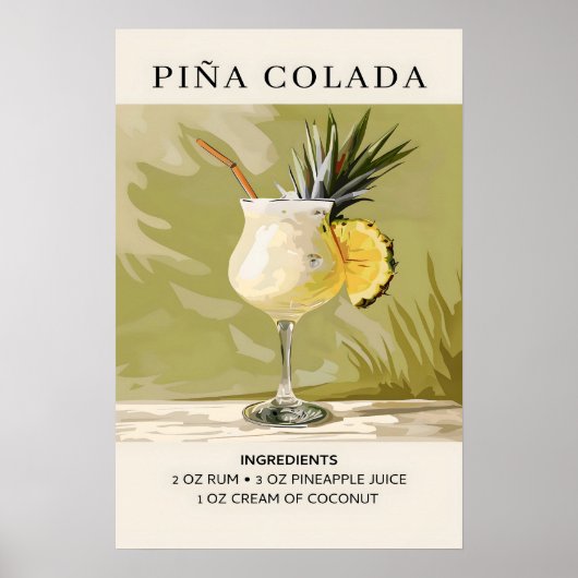 Pina Colada-cocktail Poster (Voorkant)