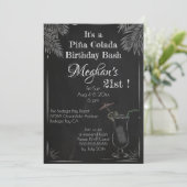 Piña Colada Cocktail Vintage Krijt 21e Verjaardag Kaart (Staand voorkant)