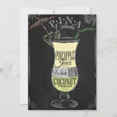 Piña Colada Cocktail Vintage Krijt 21e Verjaardag Kaart (Achterkant)