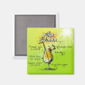 Pina Colada Cocktails Recept Magneet (Voorkant / Achterkant)