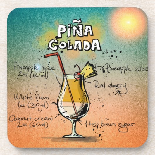 Pina Colada Drink Illustration Onderzetter (Voorkant)