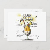 Pina Colada Drink Recipe Design Briefkaart (Voorkant / Achterkant)