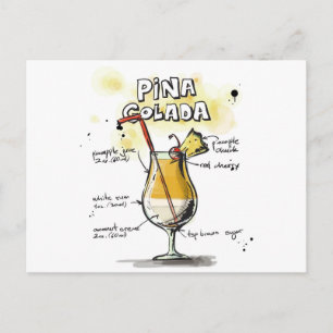 Pina Colada Drink Recipe Design Briefkaart