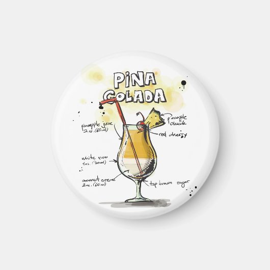 Pina Colada Drink Recipe Design Magneet (Voorkant)