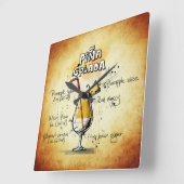 Pina Colada Drink Recipe Wall Clock Vierkante Klok (Hoek)