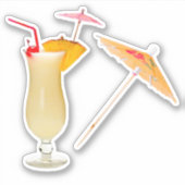 Pina Colada en Cocktail Umbrella Sticker (Voorkant)