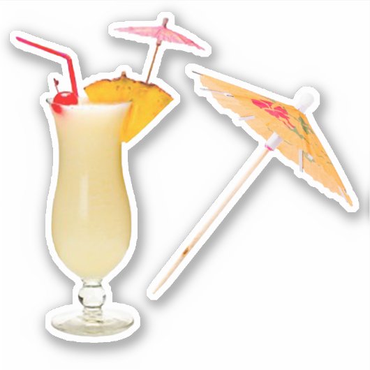 Pina Colada en Cocktail Umbrella Sticker (Voorkant)