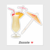 Pina Colada en Cocktail Umbrella Sticker (Vel)