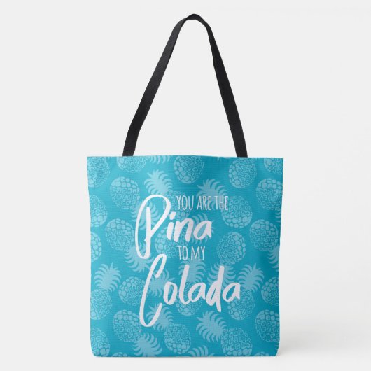 Pina Colada Hawaiian Pineapple Blauwgroen Omkeerba Tote Bag (Voorkant)